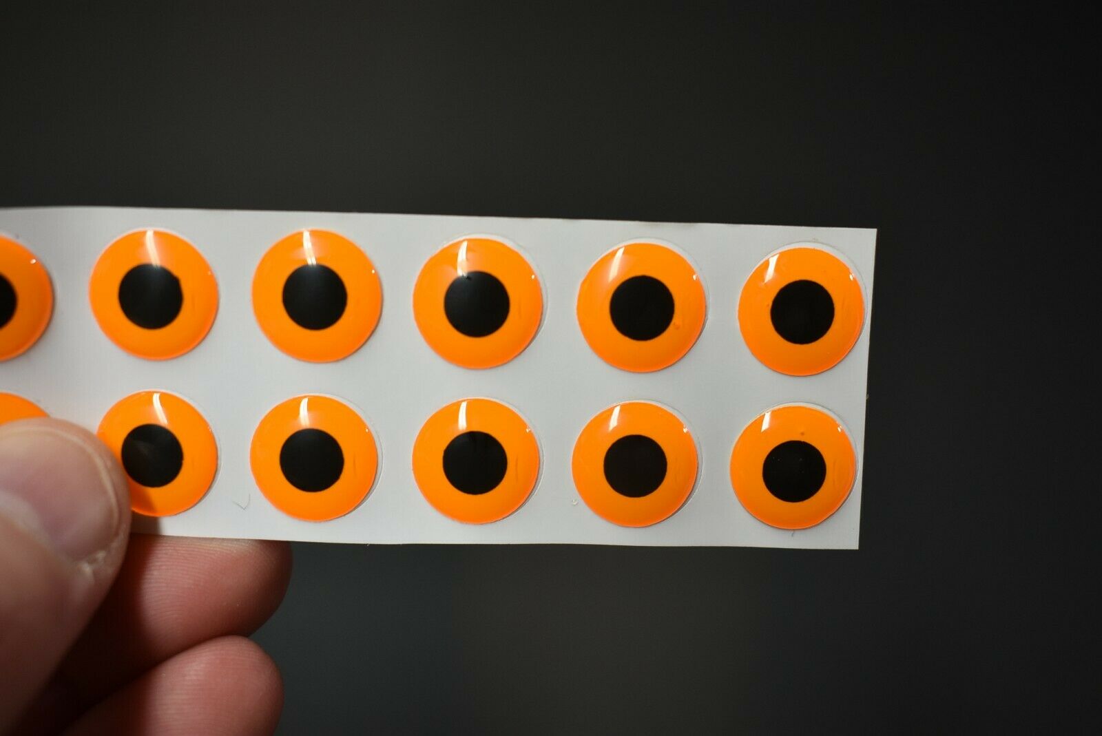 14, 3D ORANGE Molded 12mm or .472 Adhesive Lure Eyes for Fly Tying - Lady  Fly Tyer
