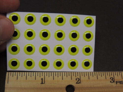 24  3D   FLUORESCENT LIME Molded 8mm or 5/16" Adhesive Lure Eyes for Fly Tying - Image 2