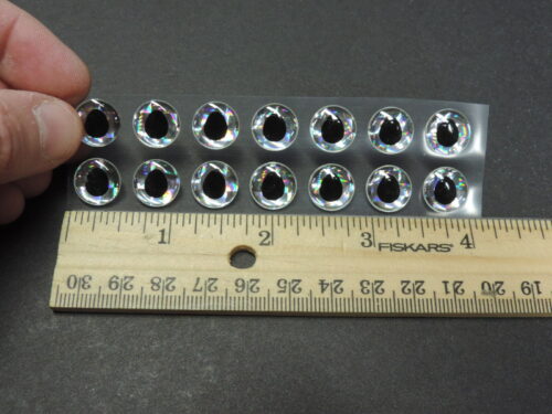 14 TEARDROP SILVER OVAL 3D Molded  12mm or .472"  Adhesive Lure Eyes for Fly Tying - Image 2
