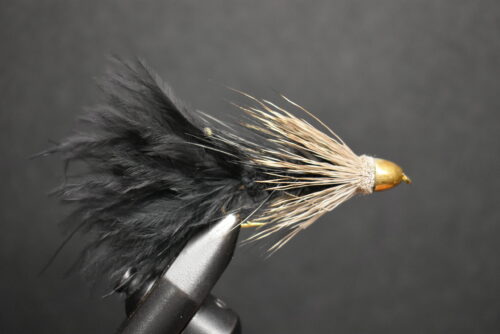 2 Flies,  Size 4,   Cone Head Black Bow Bugger Streamer Fly Fishing Flies