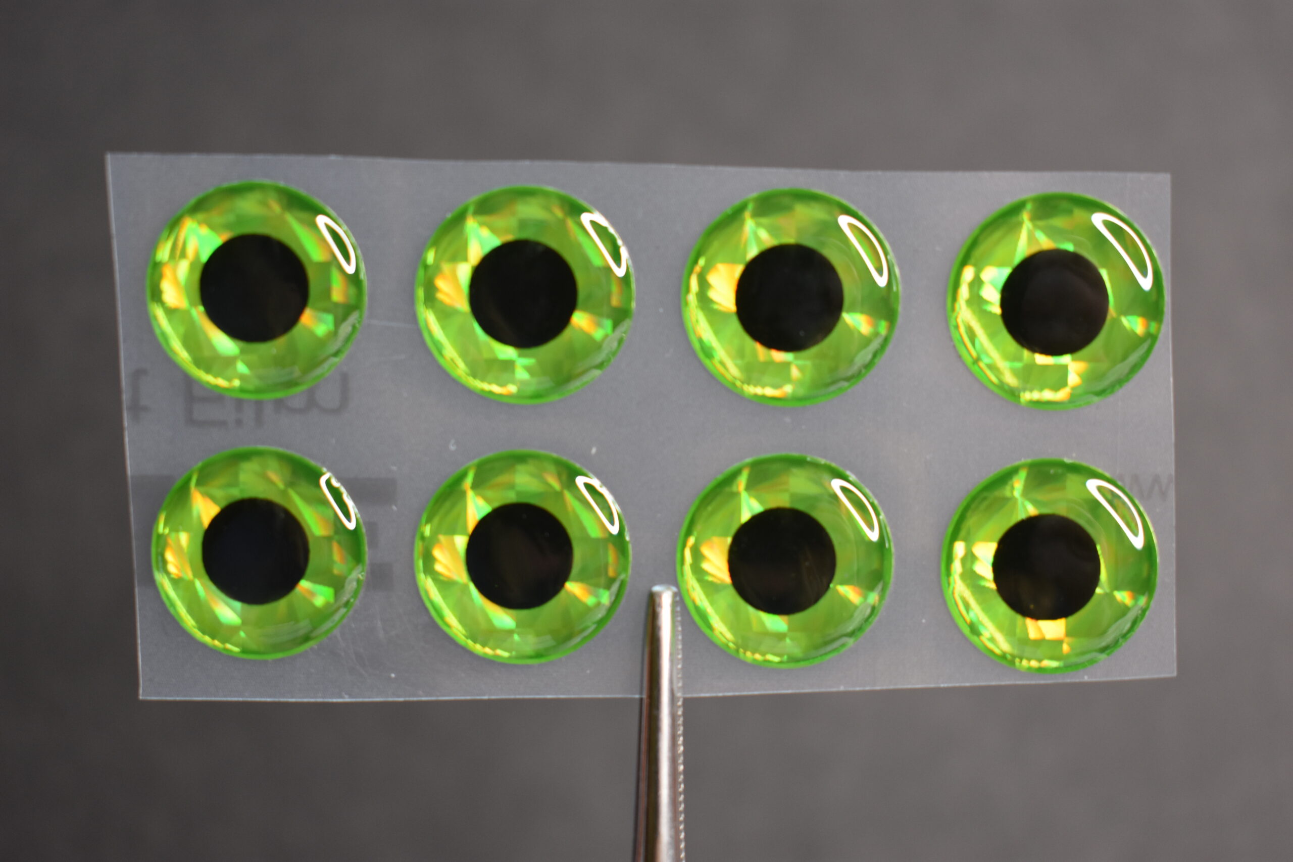 18  3D  CHARTREUSE  Molded 10mm or .3937" Adhesive Lure Eyes for Fly Tying