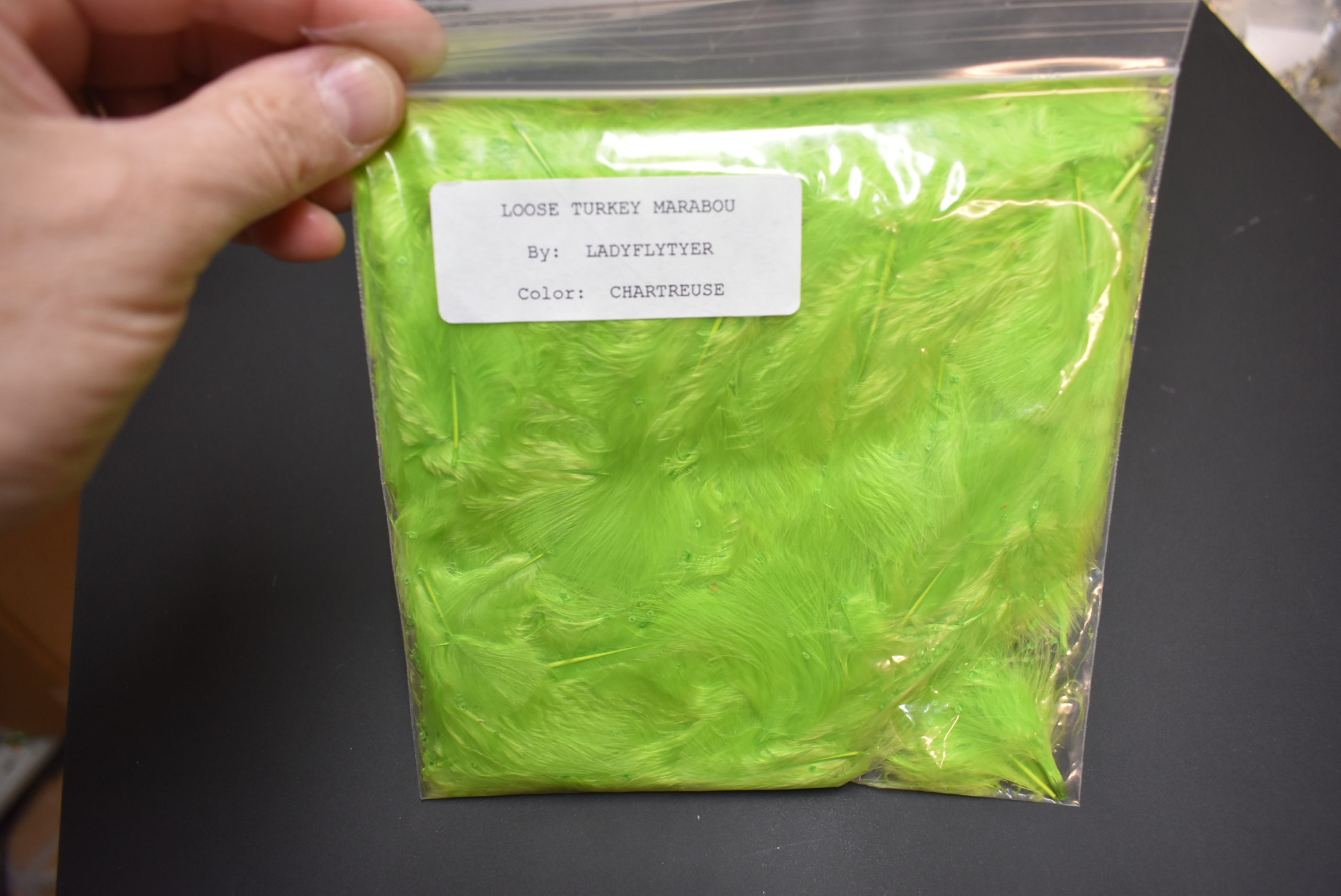 Bag Loose FLUORESCENT CHARTREUSE Turkey Marabou Feathers for Fly Tying 1/4 oz 