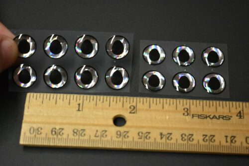 14,  3D  BLACK SILVER Molded  12mm or .472"  Adhesive Lure Eyes for Fly Tying - Image 2