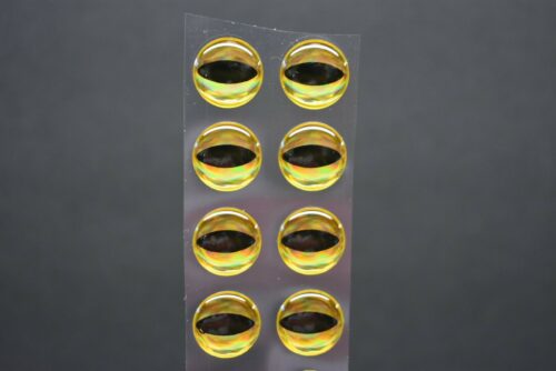 14,  3D  GOLD THIN OVAL PUPIL  Molded  12mm or .472"  Adhesive Lure Eyes for Fly Tying