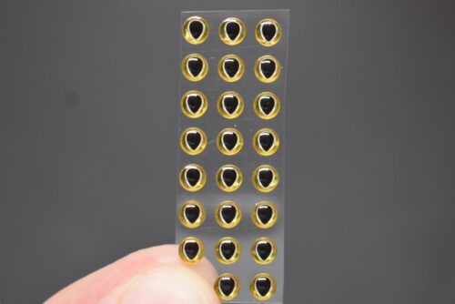 24  TEARDROP GOLD SILVER  4mm or 5/32"  3D Soft Molded  Adhesive Lure Eyes for Fly Tying