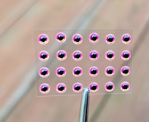 24  FLUORESCENT PINK 3D Molded 3mm or 1/8" Adhesive Lure Eyes for Fly Tying