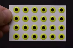 24  FLUORESCENT LIME   3D Molded 3mm or 1/8" Adhesive Lure Eyes for Fly Tying