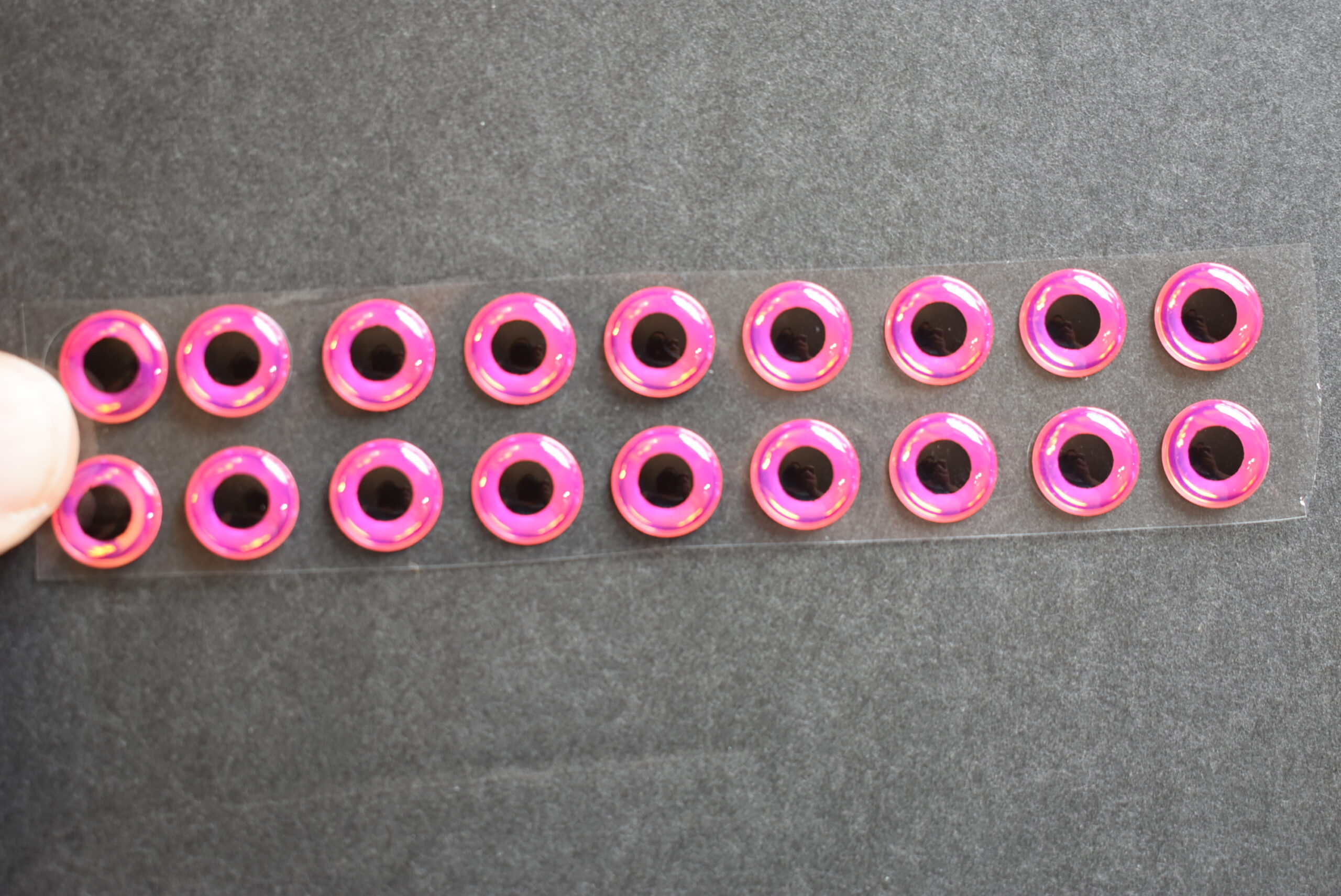 18 3D NEON PINK w/ BLACK PUPIL Molded 10mm or .3937 Adhesive Lure Eyes for  Fly Tying - Lady Fly Tyer
