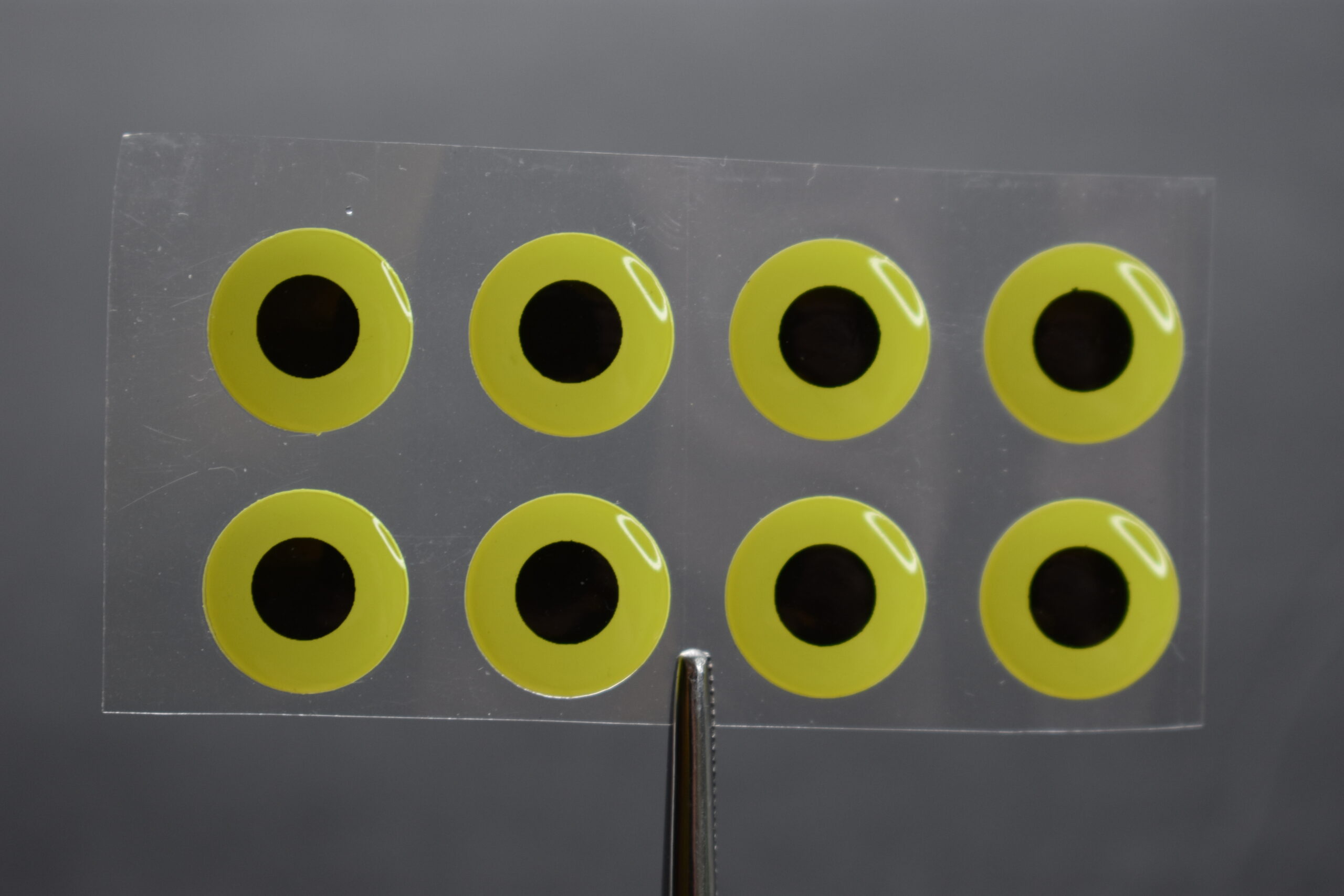 24   3D  FLUORESCENT LIME Molded 6mm or 1/4" Lure Eyes for Fly Tying