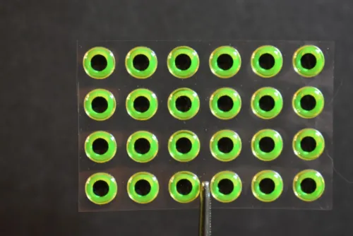 24 3D NEON LIME with Black Pupil Molded 6mm or 1/4" Lure Eyes for Fly Tying