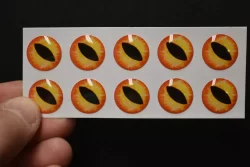18  3D ORANGE SLIT  Molded 10mm or .3937" Adhesive Lure Eyes for Fly Tying