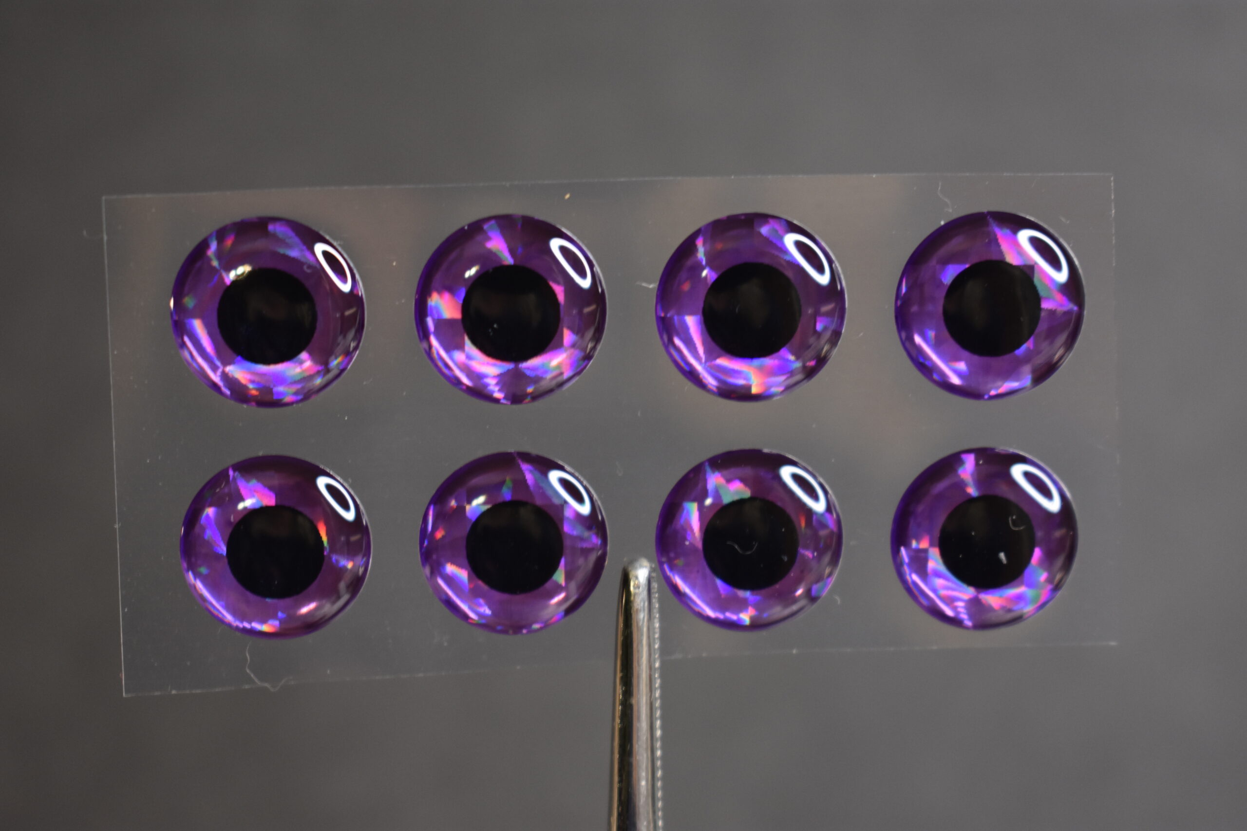24  3D  PURPLE Molded 8mm or 5/16" Adhesive Lure Eyes for Fly Tying