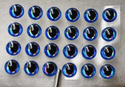 24 BLUE PEARL BLACK 3D Molded 6mm or 1/4" Lure Eyes for Fly Tying