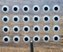 24, WHITE with Black Pupil 3D Molded 7mm or .28" Adhesive Lure Eyes for Fly Tying