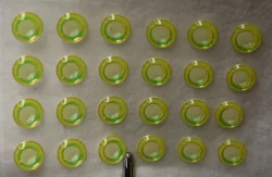 24,  3D  NEON LIME w/ White Pupil Molded 7mm or .28" Adhesive Lure Eyes for Fly Tying