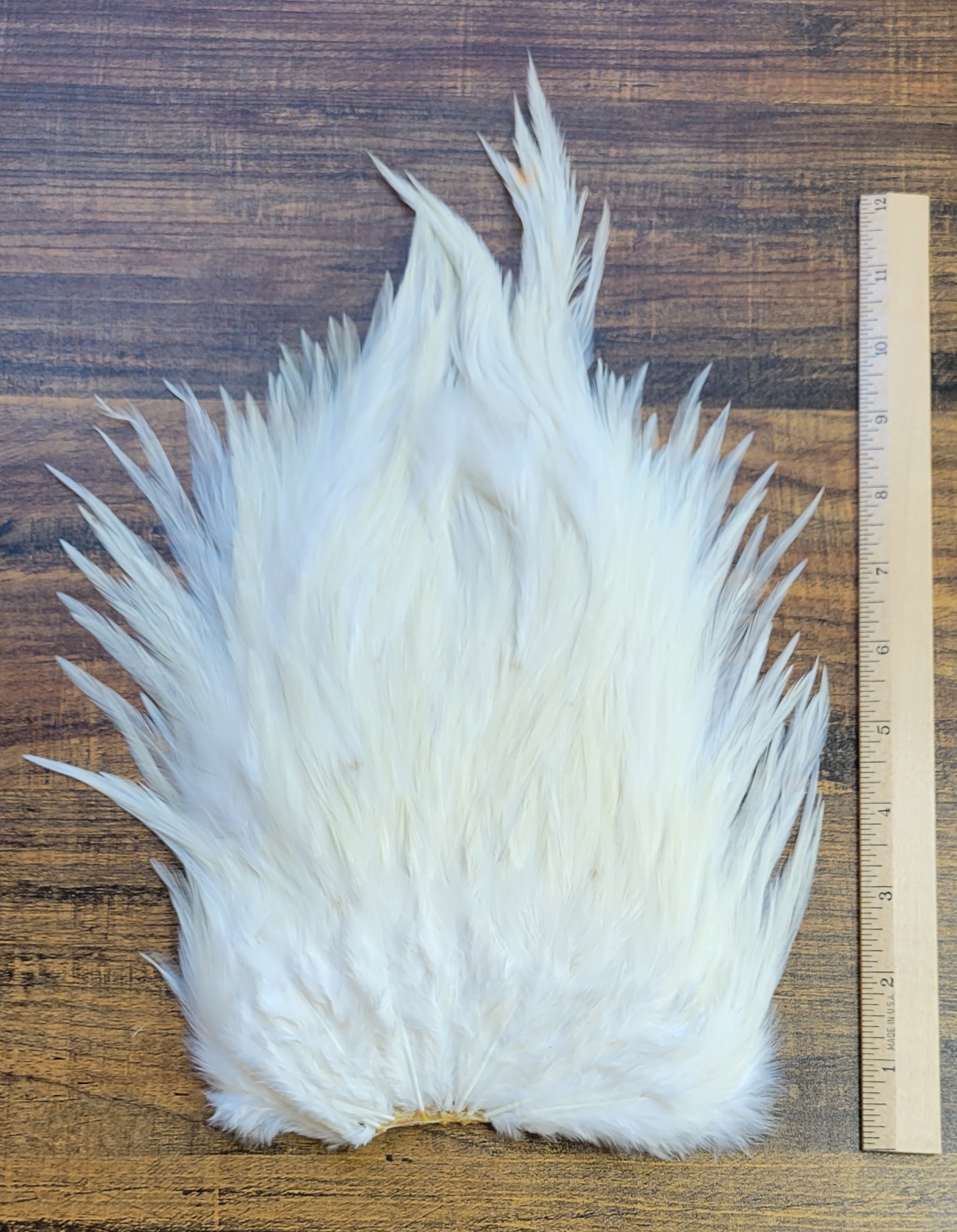 Lot 4, Extra Large Dyed WHITE India Rooster "Streamer" Saddle Feathers Fly Tying Jewelry Crafts