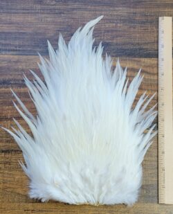 Lot 5, Extra Large Dyed WHITE India Rooster "Streamer" Saddle Feathers Fly Tying Jewelry Crafts
