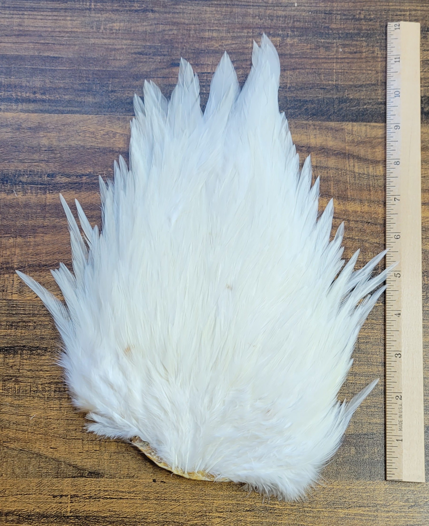 Lot 7, Extra Large Dyed WHITE India Rooster "Streamer" Saddle Feathers Fly Tying Jewelry Crafts