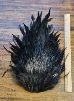 Lot 15, Extra Large Dyed BLACK India Rooster "Streamer" Saddle Feathers Fly Tying Jewelry Crafts