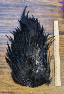 Lot 16, Extra Large Dyed BLACK India Rooster "Streamer" Saddle Feathers Fly Tying Jewelry Crafts