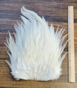 Lot 21, Extra Large Dyed WHITE India Rooster "Streamer" Saddle Feathers Fly Tying Jewelry Crafts