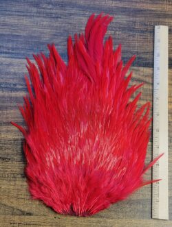 Lot 26, Extra Large Dyed RED India Rooster "Streamer" Saddle Feathers Fly Tying Jewelry Crafts
