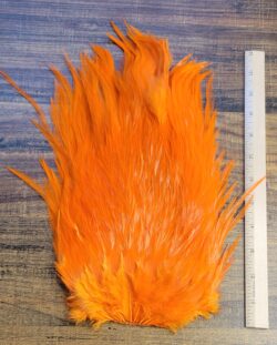 Lot 32, Extra Large Dyed ORANGE India Rooster "Streamer" Saddle Feathers Fly Tying Jewelry Crafts