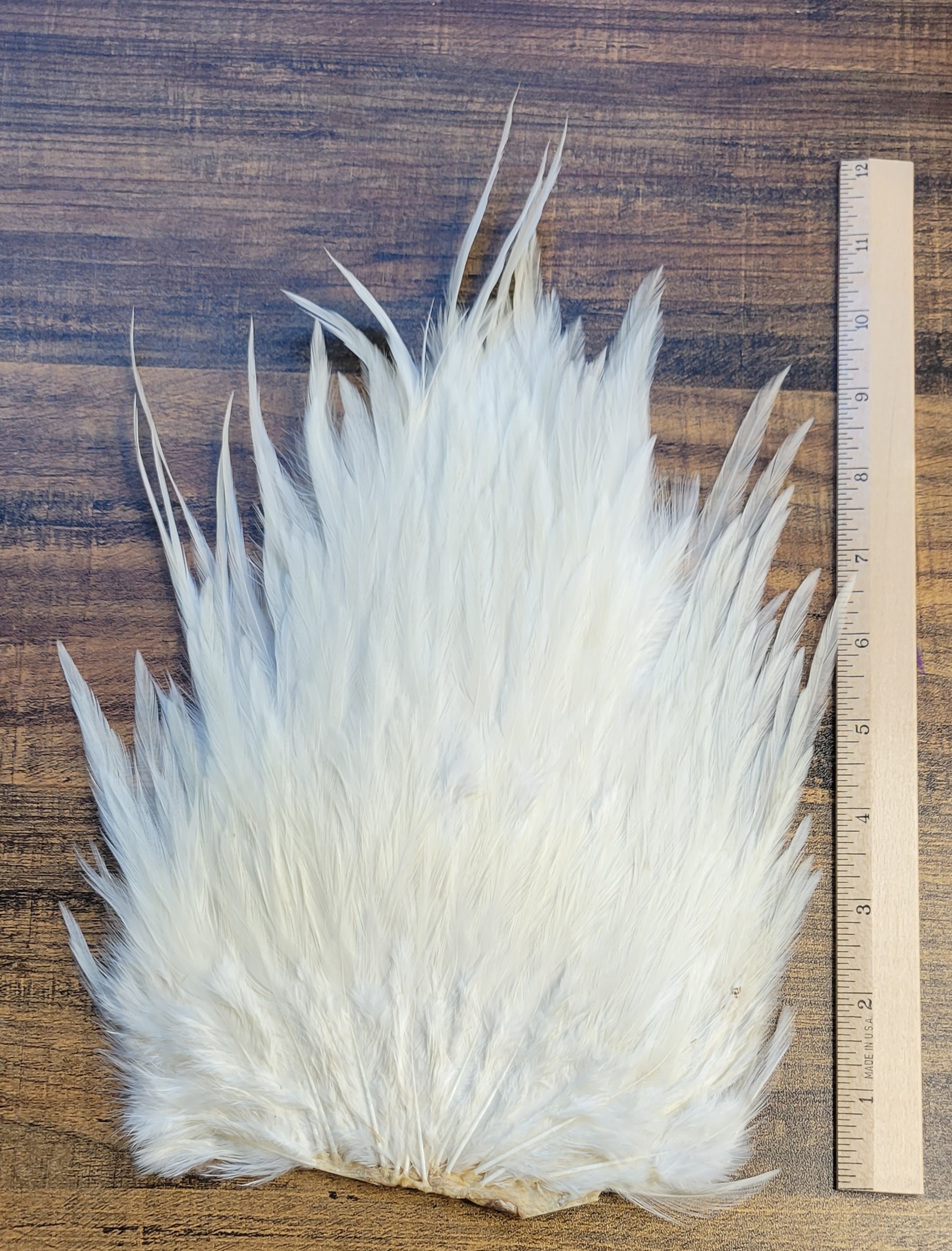 Lot 34, Extra Large Dyed WHITE India Rooster "Streamer" Saddle Feathers Fly Tying Jewelry Crafts