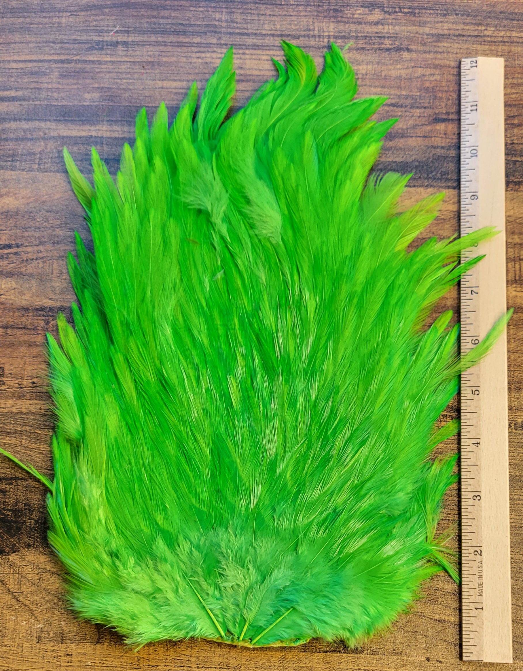 Lot 38, Extra Large Dyed CHARTREUSE India Rooster "Streamer" Saddle Feathers Fly Tying Jewelry Crafts