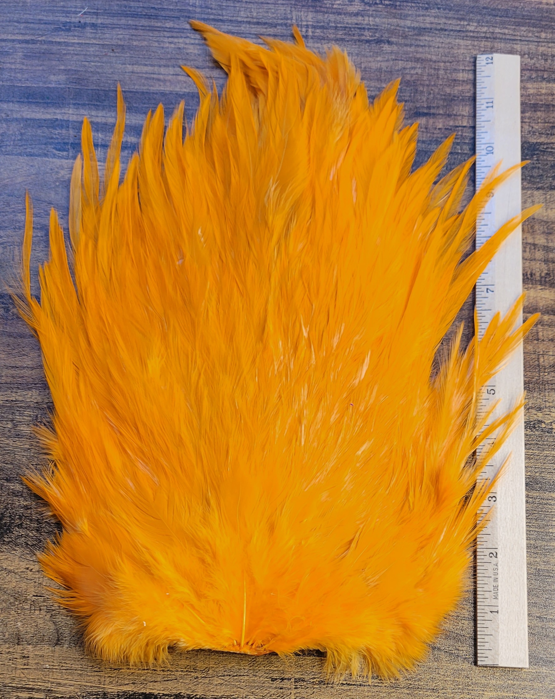 Lot 39, Extra Large LIGHTER ORANGE Dyed India Rooster "Streamer" Saddle Feathers Fly Tying Jewelry Crafts