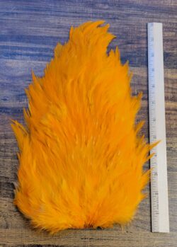 Lot 40, Extra Large LIGHTER ORANGE Dyed India Rooster "Streamer" Saddle Feathers Fly Tying Jewelry Crafts