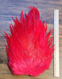 Lot 46, Extra Large Dyed RED India Rooster "Streamer" Saddle Feathers Fly Tying Jewelry Crafts