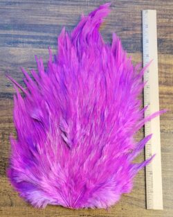 Lot 47, Extra Large Dyed PINKISH PURPLE India Rooster "Streamer" Saddle Feathers Fly Tying Jewelry Crafts