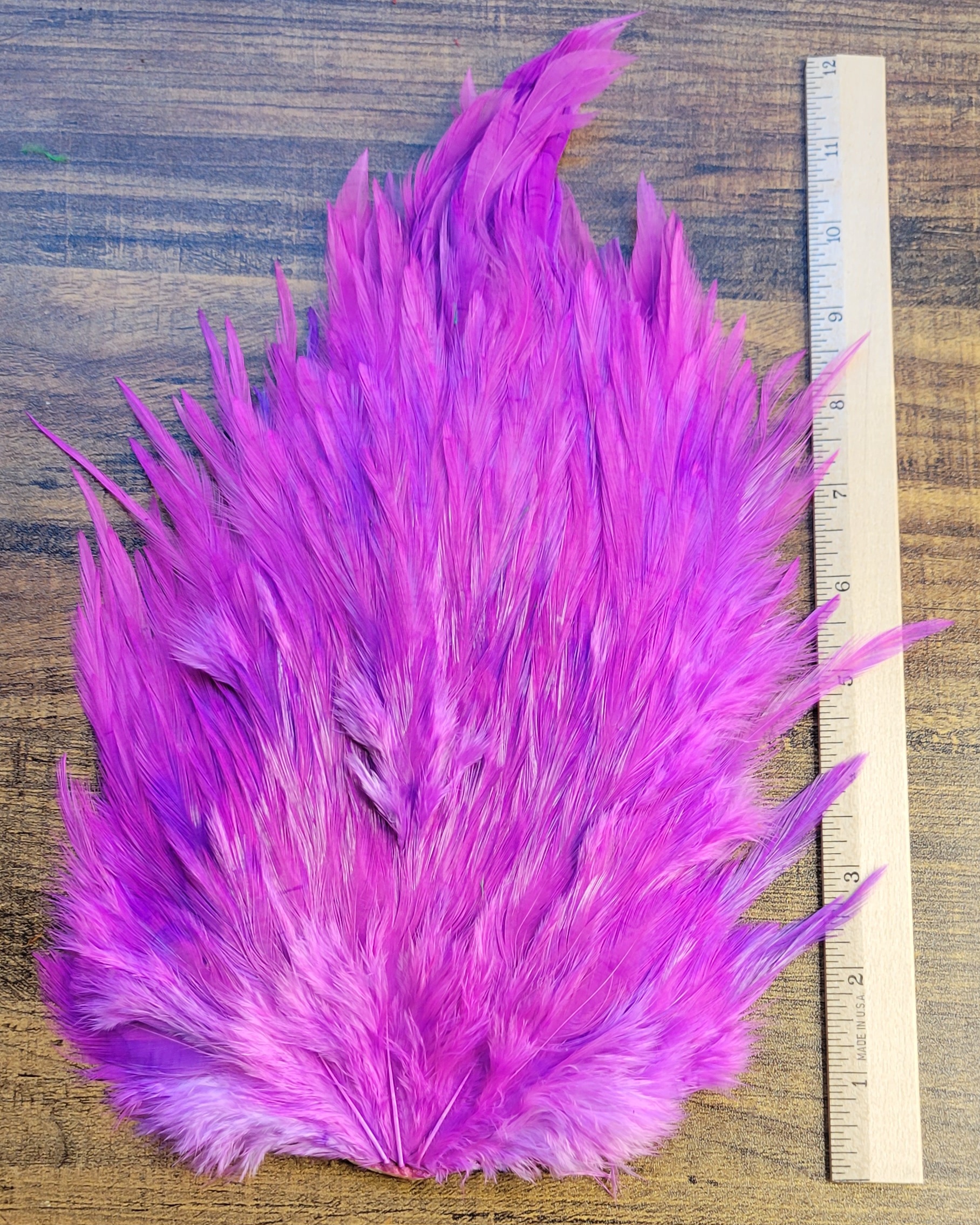 Lot 47, Extra Large Dyed PINKISH PURPLE India Rooster "Streamer" Saddle Feathers Fly Tying Jewelry Crafts