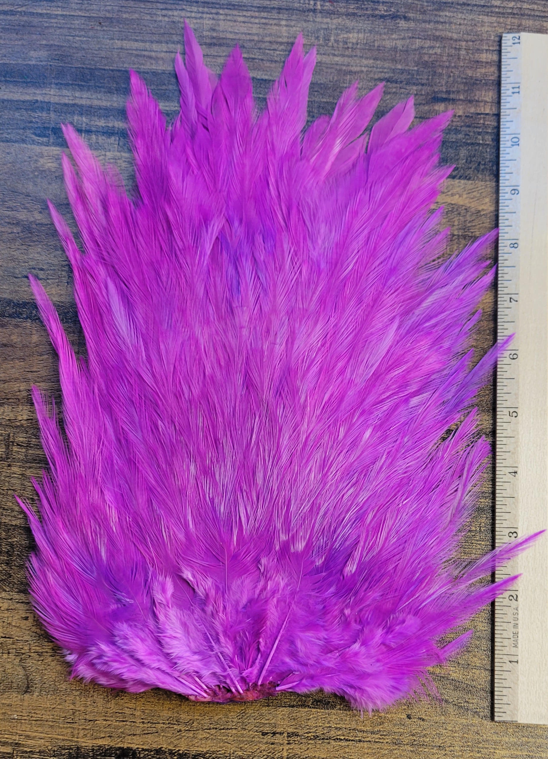Lot 49, Extra Large Dyed PINKISH PURPLE India Rooster "Streamer" Saddle Feathers Fly Tying Jewelry Crafts