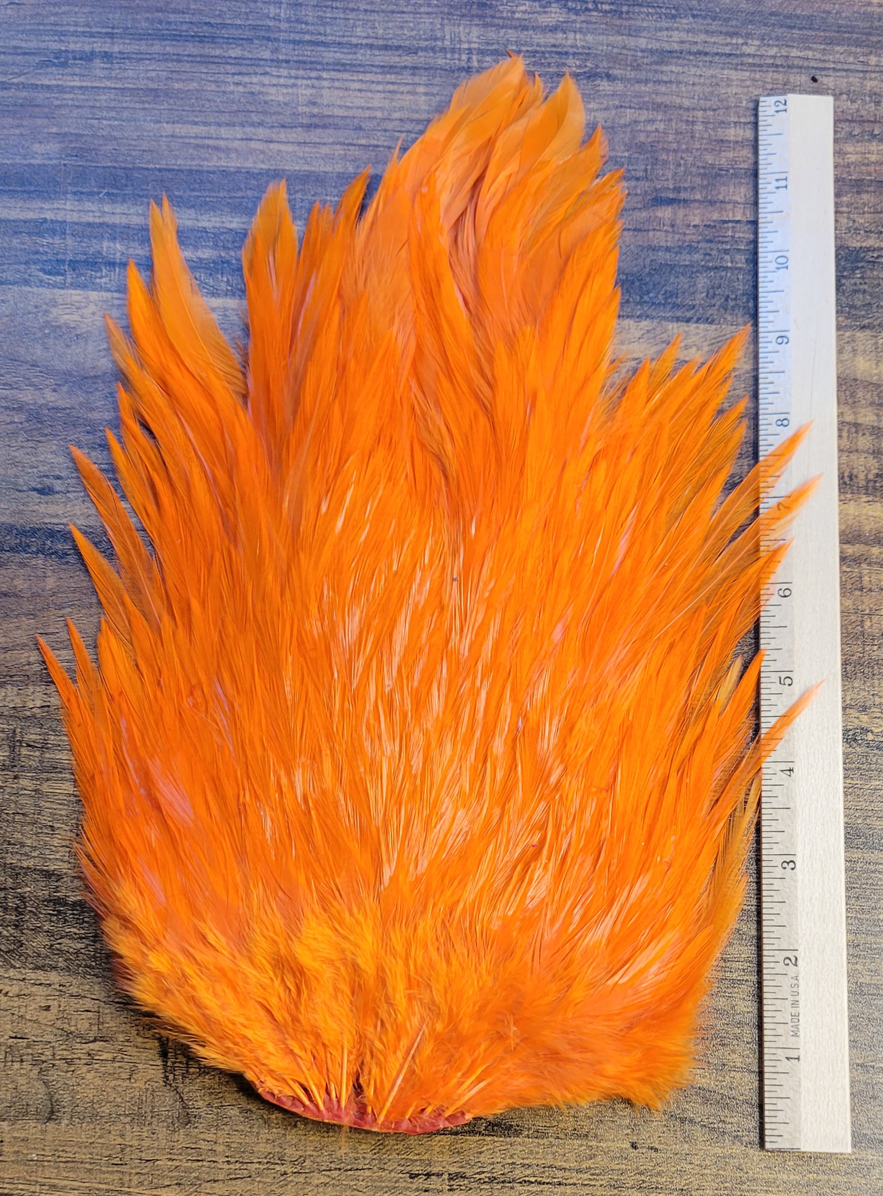 Lot 51, Extra Large Dyed ORANGE India Rooster "Streamer" Saddle Feathers Fly Tying Jewelry Crafts