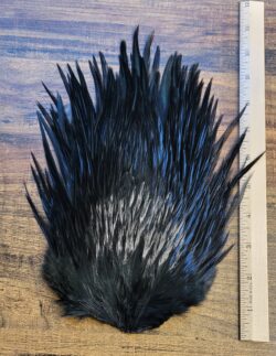 Lot 55, Extra Large Dyed BLACK India Rooster "Streamer" Saddle Feathers Fly Tying Jewelry Crafts