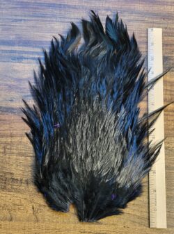 Lot 56, Extra Large Dyed BLACK India Rooster "Streamer" Saddle Feathers Fly Tying Jewelry Crafts