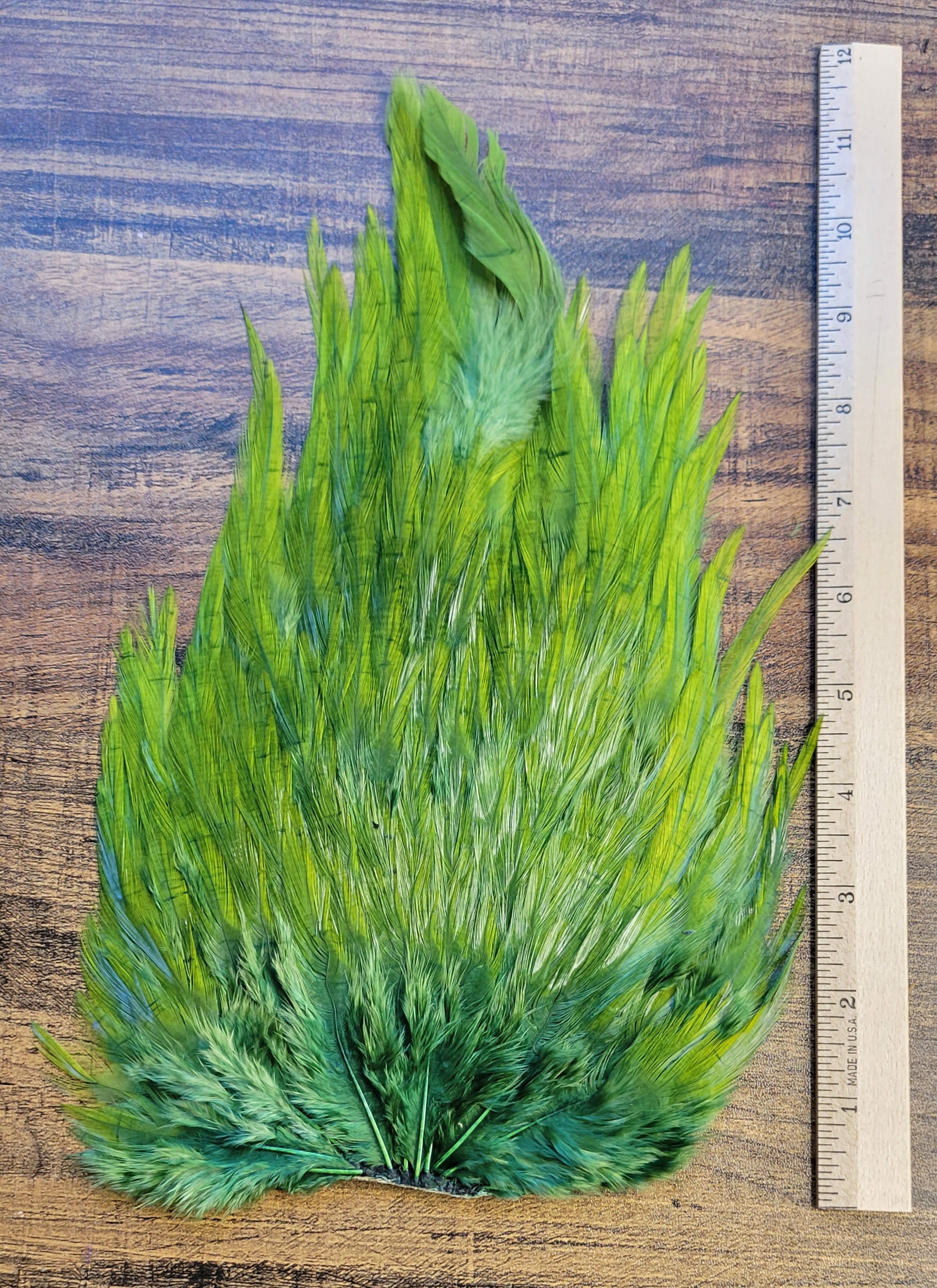 Lot 58, Extra Large Dyed OLIVE India Rooster "Streamer" Saddle Feathers Fly Tying Jewelry Crafts - Image 3