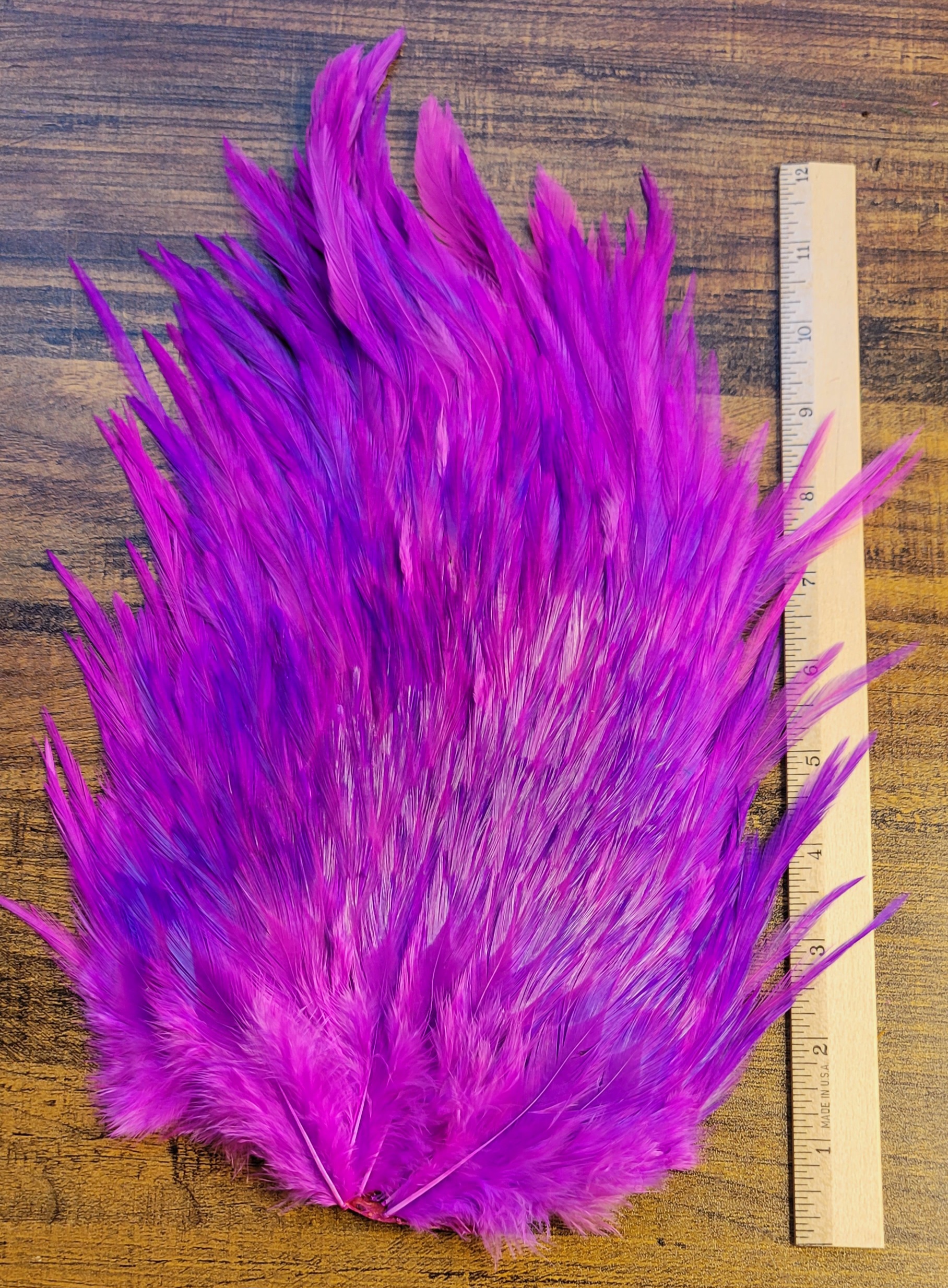 Lot 61, Extra Large Dyed PINKISH PURPLE India Rooster "Streamer" Saddle Feathers Fly Tying Jewelry Crafts