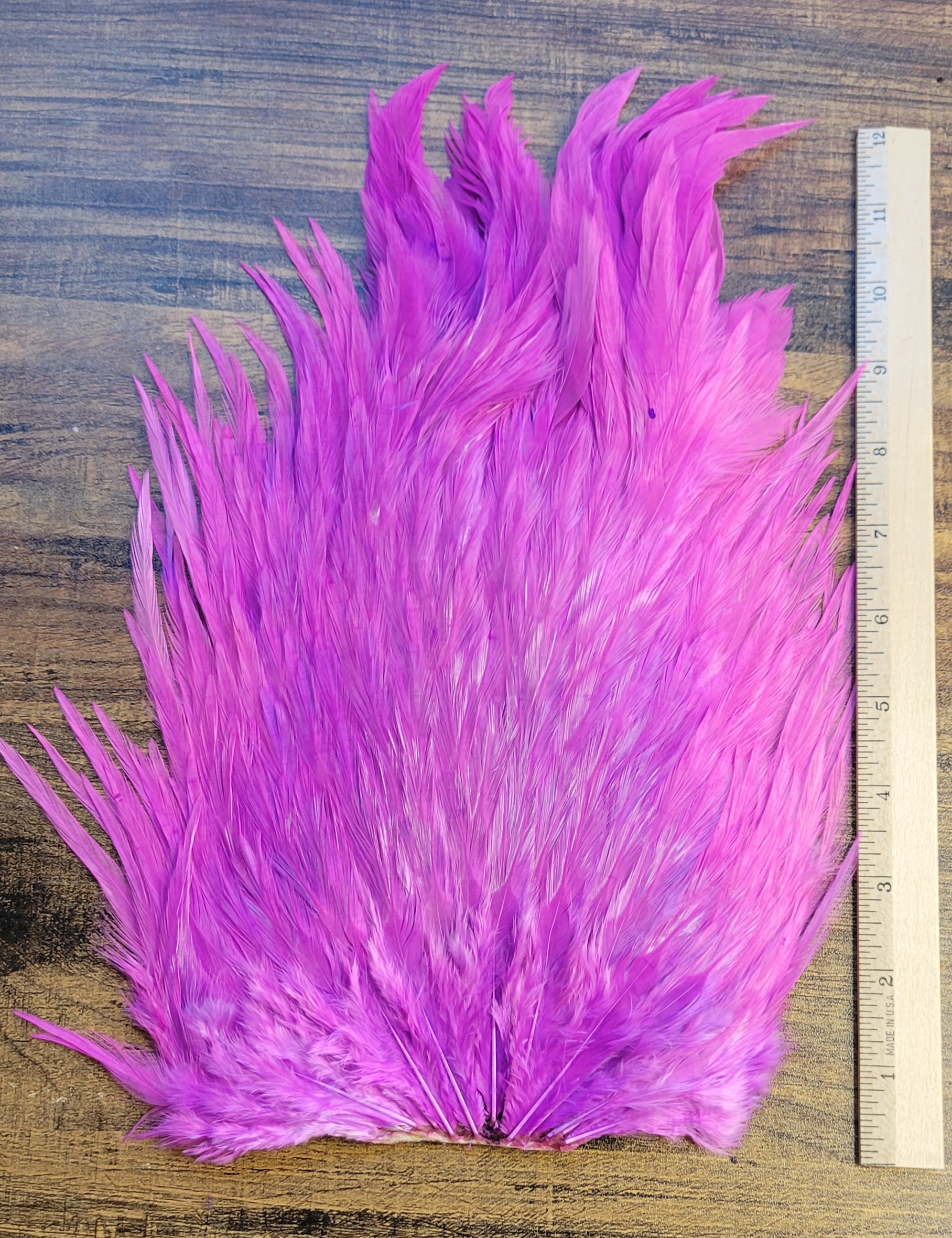 Lot 62, Extra Large Dyed PINKISH PURPLE India Rooster "Streamer" Saddle Feathers Fly Tying Jewelry Crafts