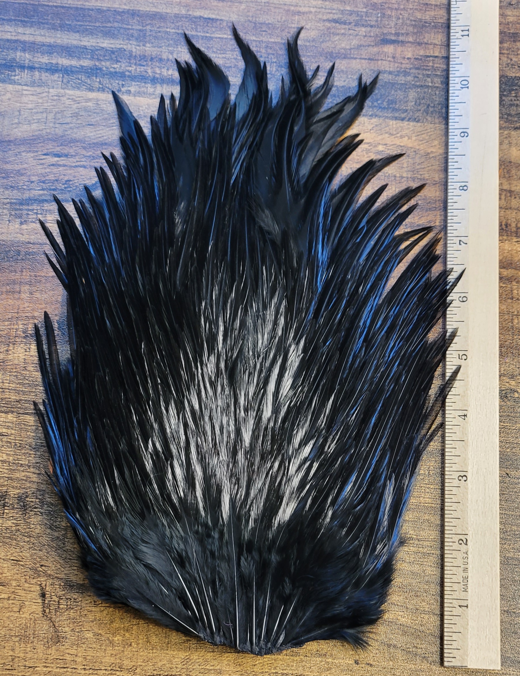 Lot 76, Extra Large Dyed BLACK India Rooster "Streamer" Saddle Feathers Fly Tying Jewelry Crafts
