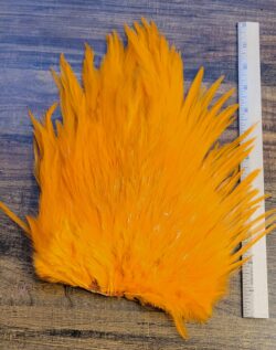 Lot 77, Extra Large Dyed LIGHTER ORANGE India Rooster "Streamer" Saddle Feathers Fly Tying Jewelry Crafts
