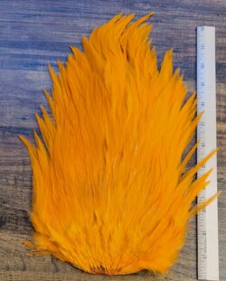 Lot 79, Extra Large Dyed LIGHTER ORANGE India Rooster "Streamer" Saddle Feathers Fly Tying Jewelry Crafts