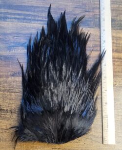 Lot 91, Extra Large Dyed BLACK India Rooster "Streamer" Saddle Feathers Fly Tying Jewelry Crafts