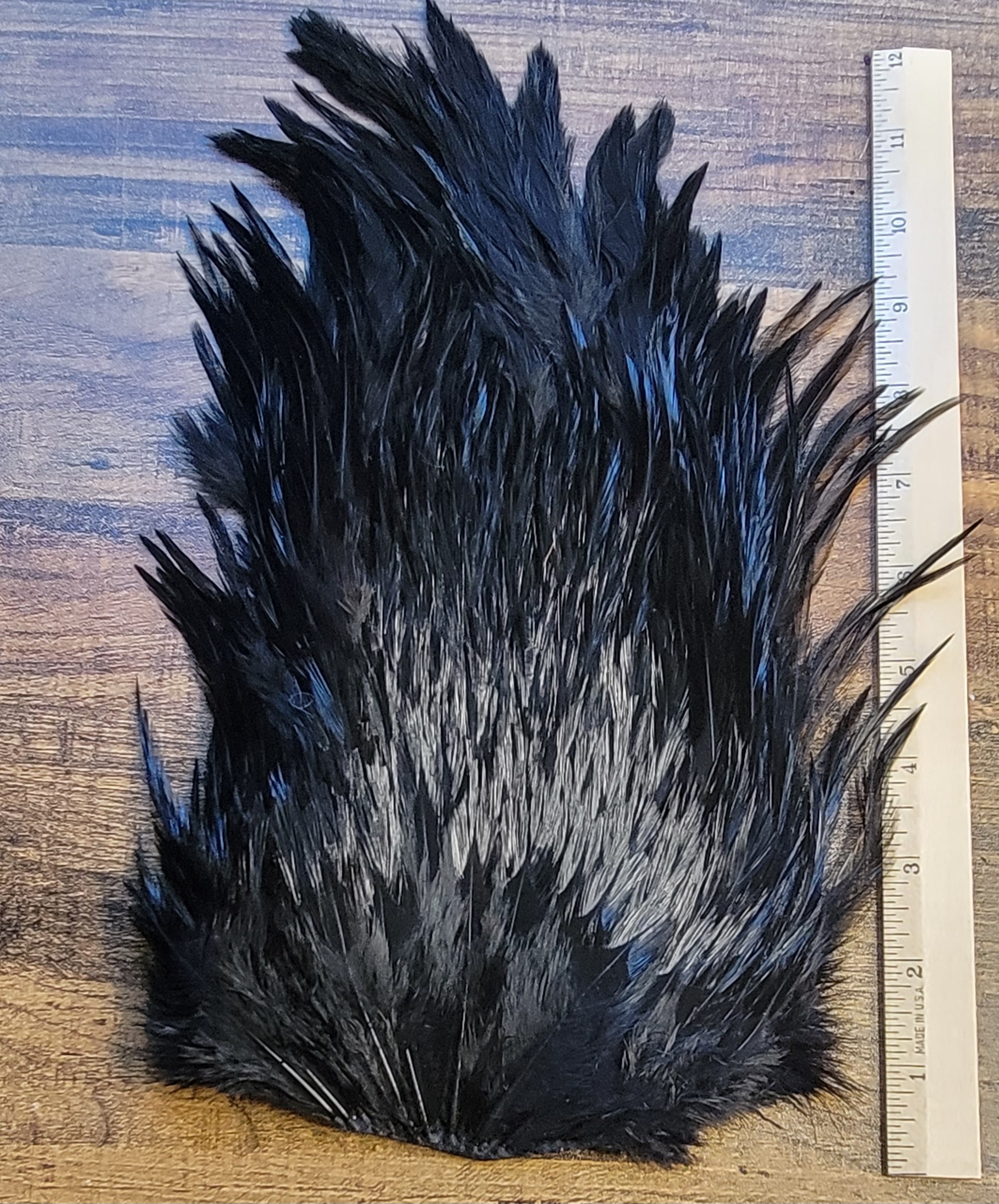 Lot 92, Extra Large Dyed BLACK India Rooster "Streamer" Saddle Feathers Fly Tying Jewelry Crafts