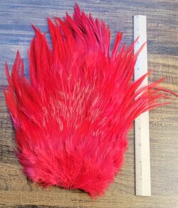 Lot 94, Extra Large Dyed RED India Rooster "Streamer" Saddle Feathers Fly Tying Jewelry Crafts
