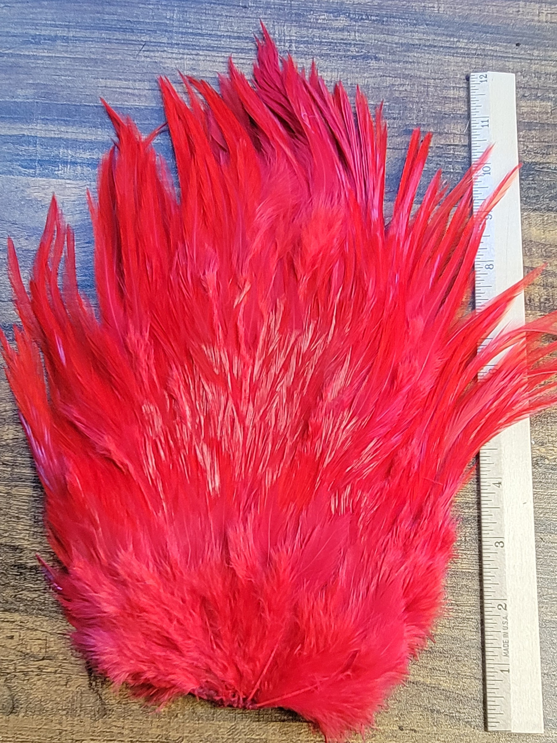 Lot 94, Extra Large Dyed RED India Rooster "Streamer" Saddle Feathers Fly Tying Jewelry Crafts - Image 3