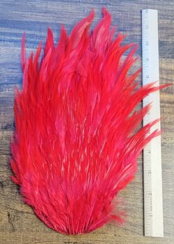 Lot 95, Extra Large Dyed RED India Rooster "Streamer" Saddle Feathers Fly Tying Jewelry Crafts