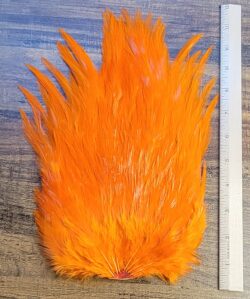 Lot 97, Extra Large Dyed ORANGE India Rooster "Streamer" Saddle Feathers Fly Tying Jewelry Crafts